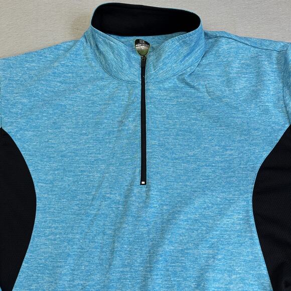 PGA Tour Golf 1/4 Zip Shirt Mens Large Blue Tutone Mock Neck Golfing Sportswear - Picture 2 of 8